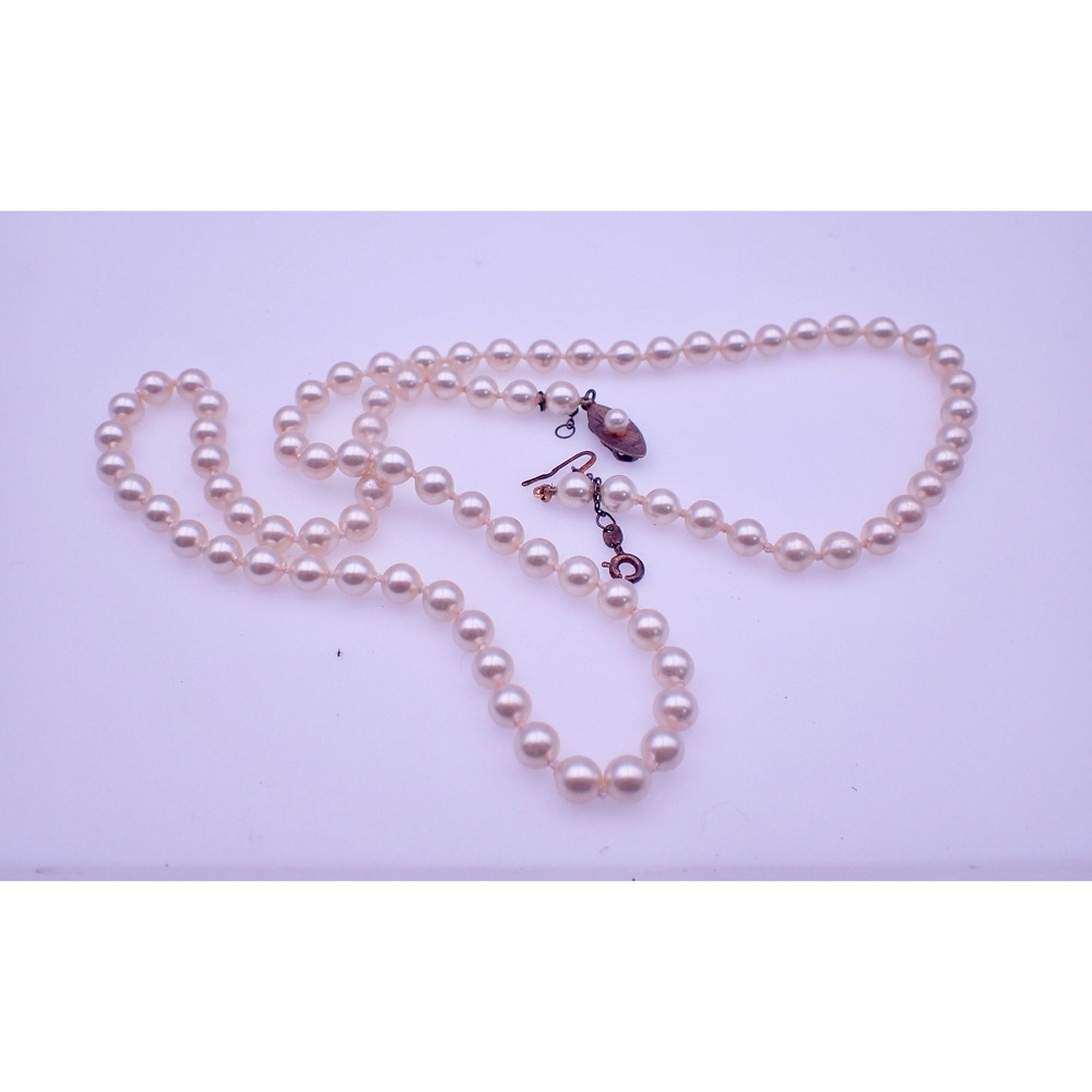 Metal Brand  High Quality Faux Pearl Necklace Sterling Clasp and Chain 24"